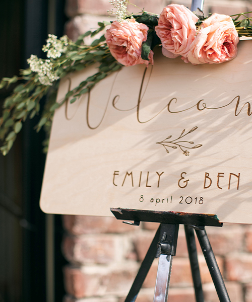 welkomstbord lasergraveren